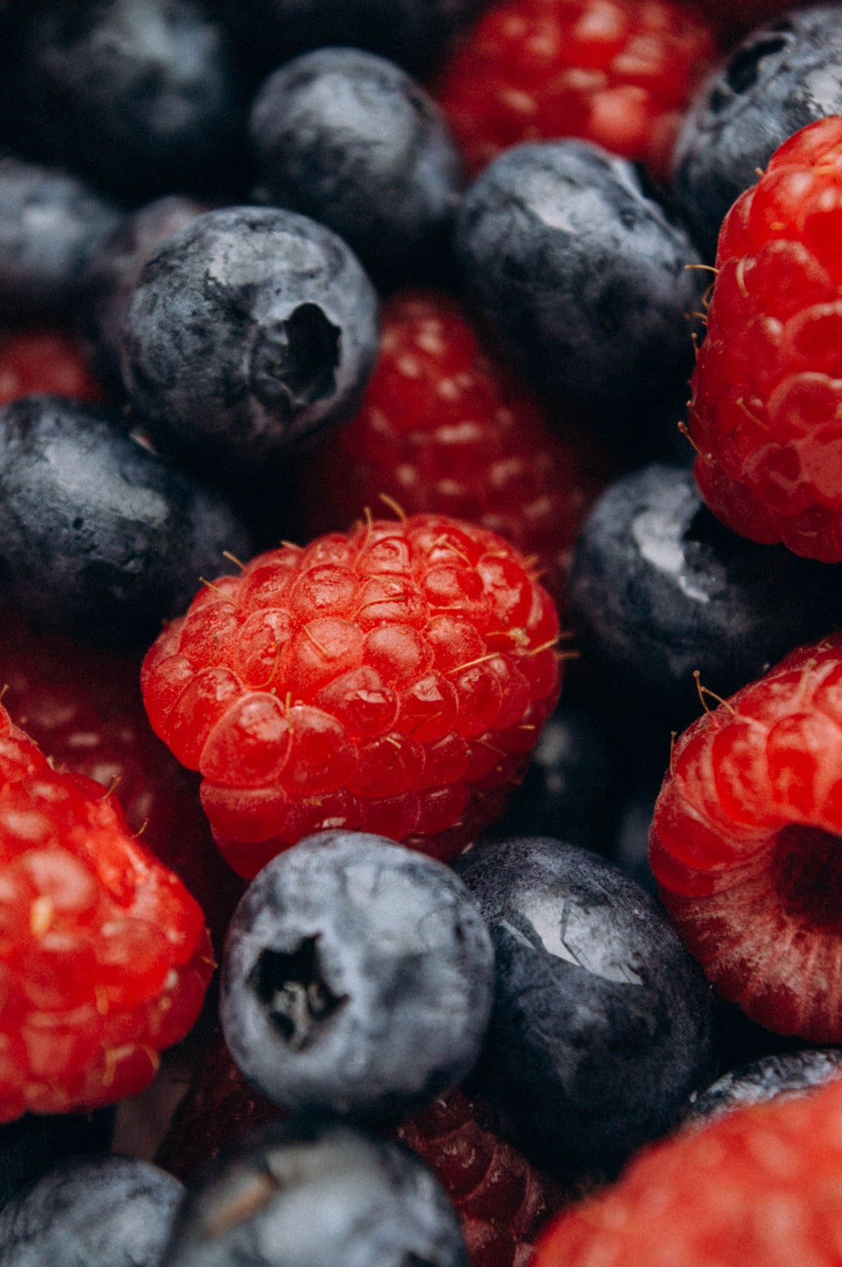 Fresh blueberries and raspberries