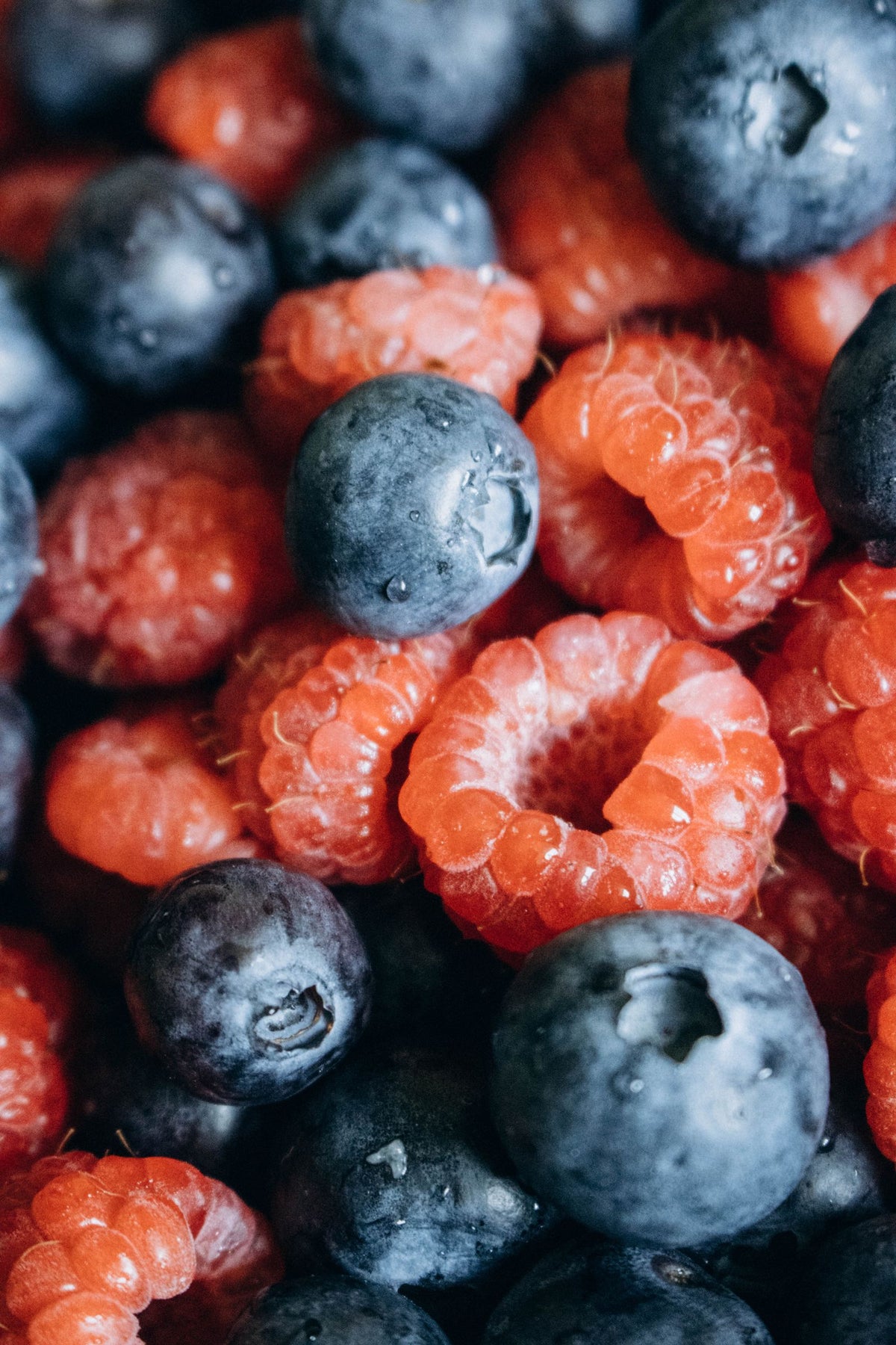 Fresh blueberries and raspberries