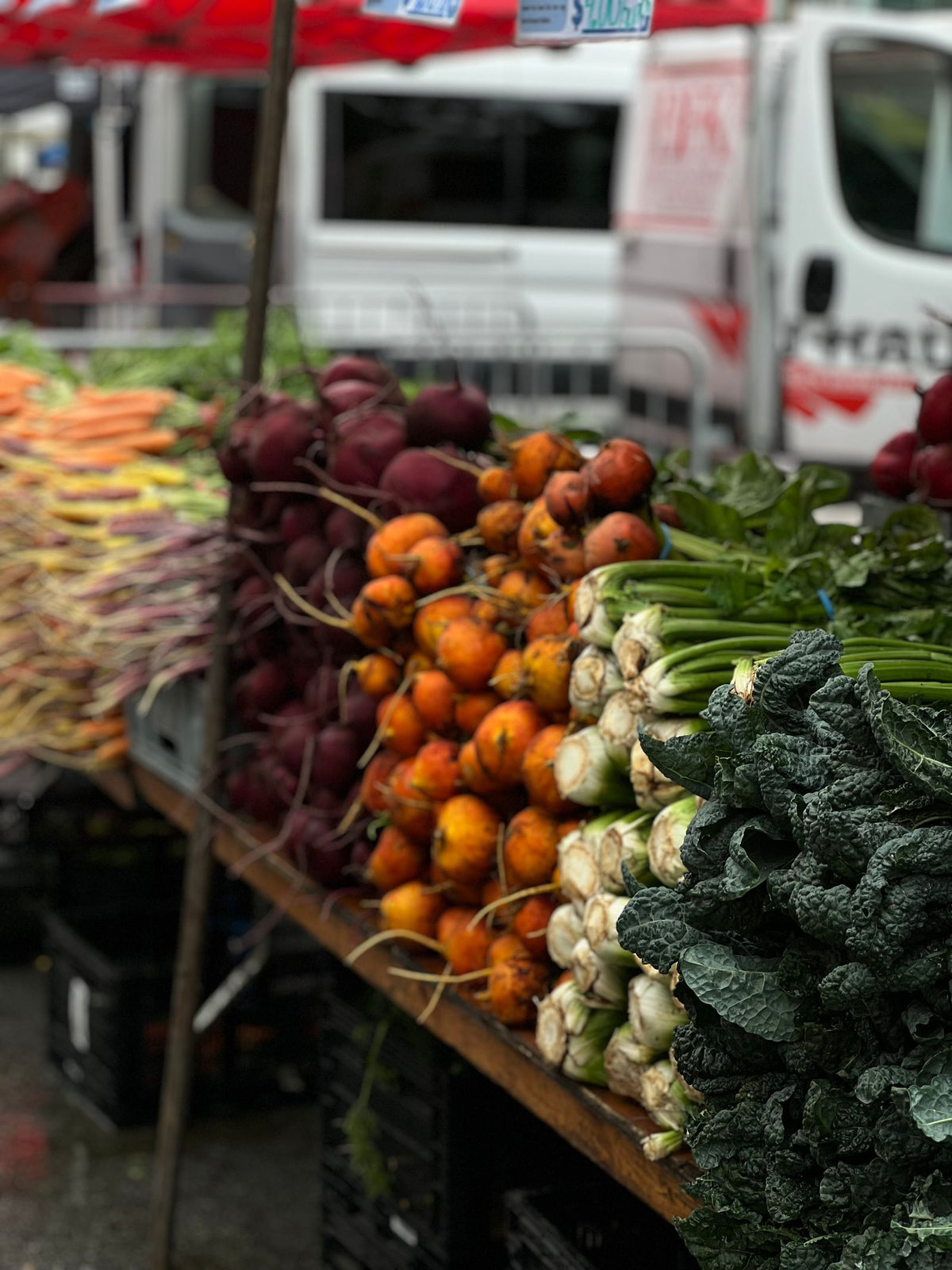 Fresh vegetables at a farmers market