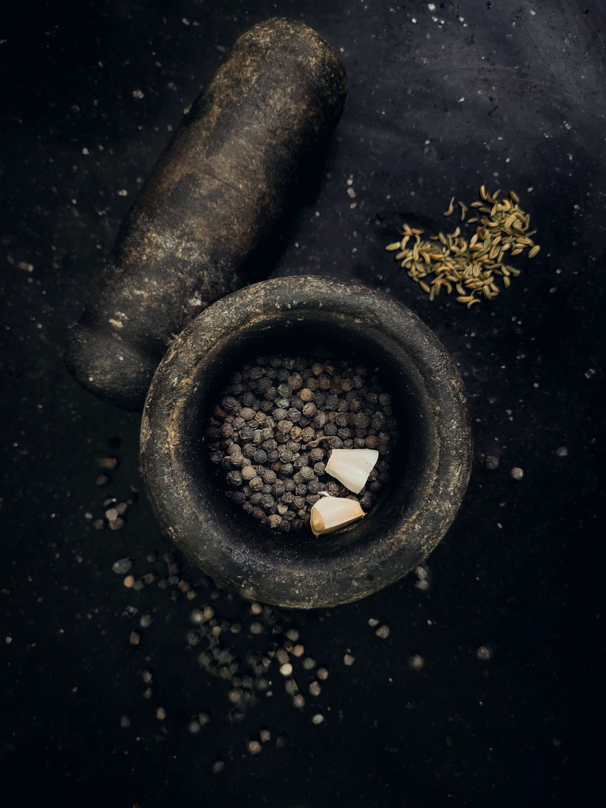 Stone mortar and pestle