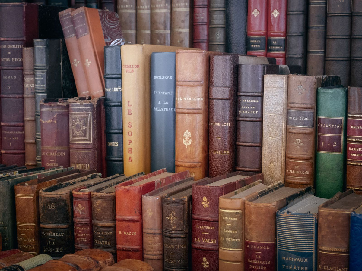 Collection of vintage leather-bound books