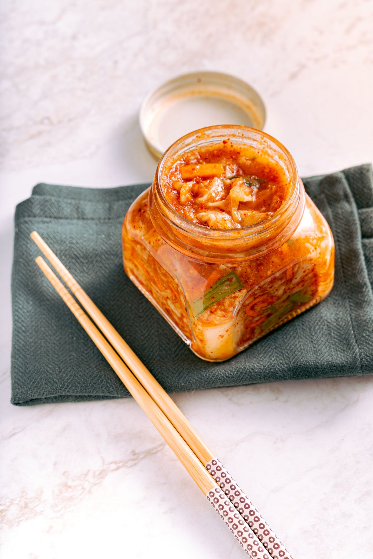 Jar of homemade kimchi