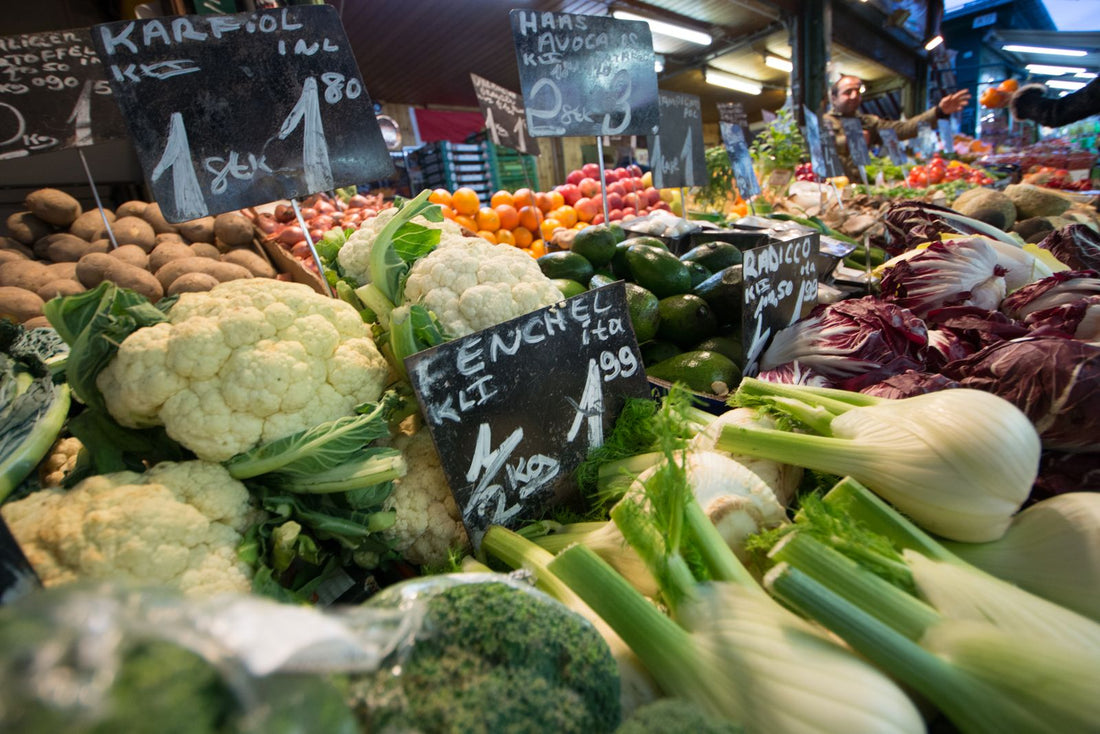 Fresh vegetables at a market stall