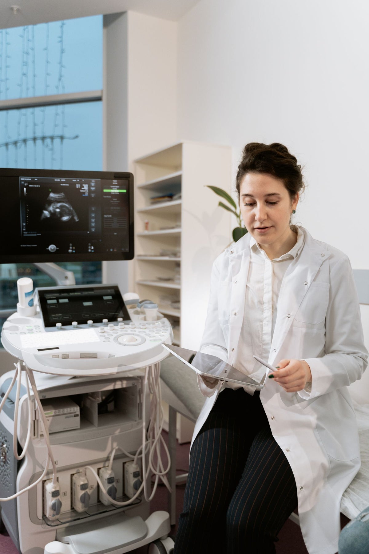 Doctor reviewing ultrasound images