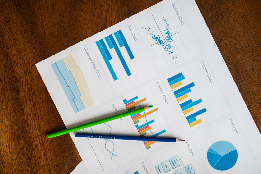 Charts and coloured pencils
